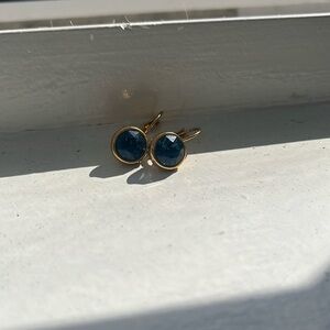 Swavorski gold earrings with blue stone